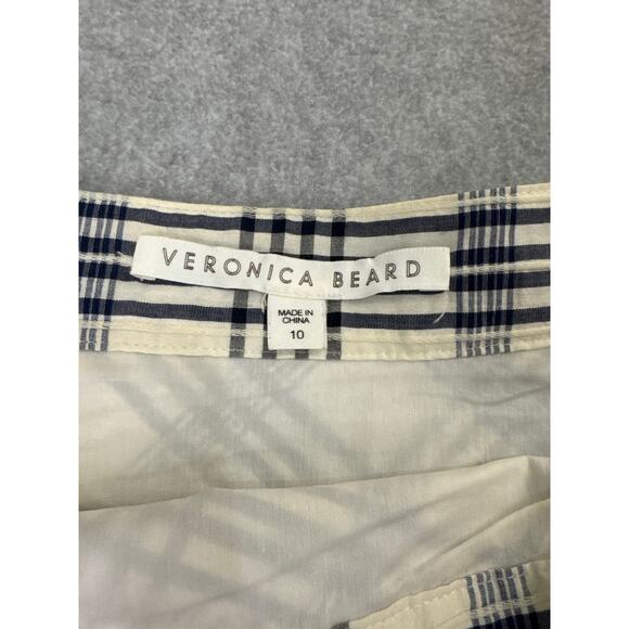 Veronica Beard Blue and White Plaid Ruffle Mini Skirt – Size 10 - Picture 3 of 8